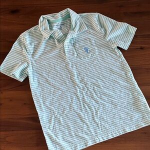 U.S. Polo Assn Soft Boys Polo Mint Green White Stripe | L (10-12)